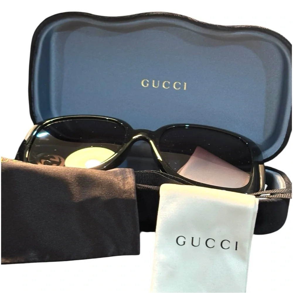Gucci GG1029SA Black Oversized Square Sunglasses 57mm Gradient Lense #YoloLuxe - Picture 3 of 14